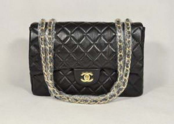 7A Replica Chanel Jumbo A28600 Black Lambskin Leather with Golden Hardware